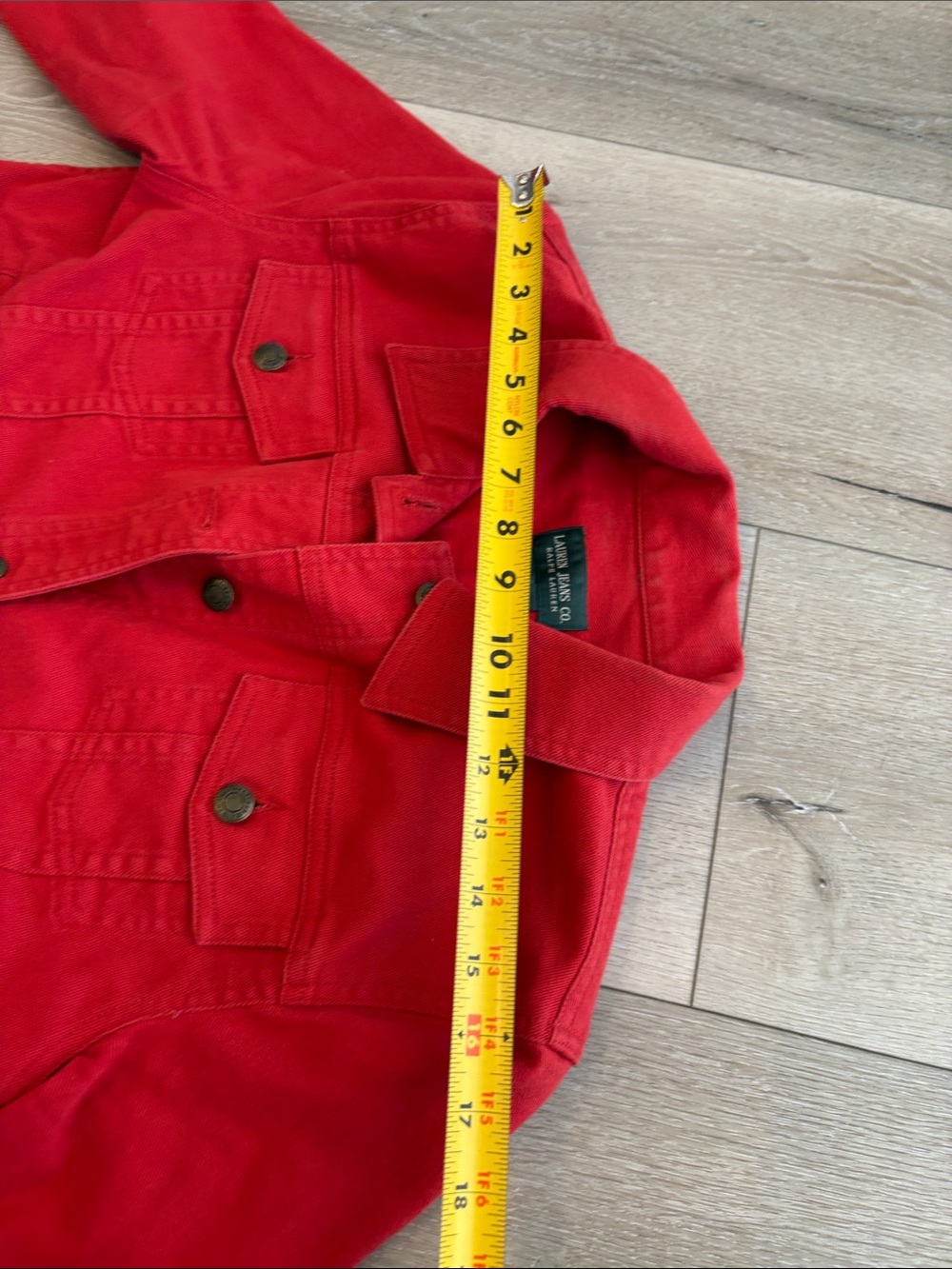 Lauren Ralph Lauren Red Denim Jacket Women’s Medium Stretch Cotton Trucker Jean - Picture 9 of 12